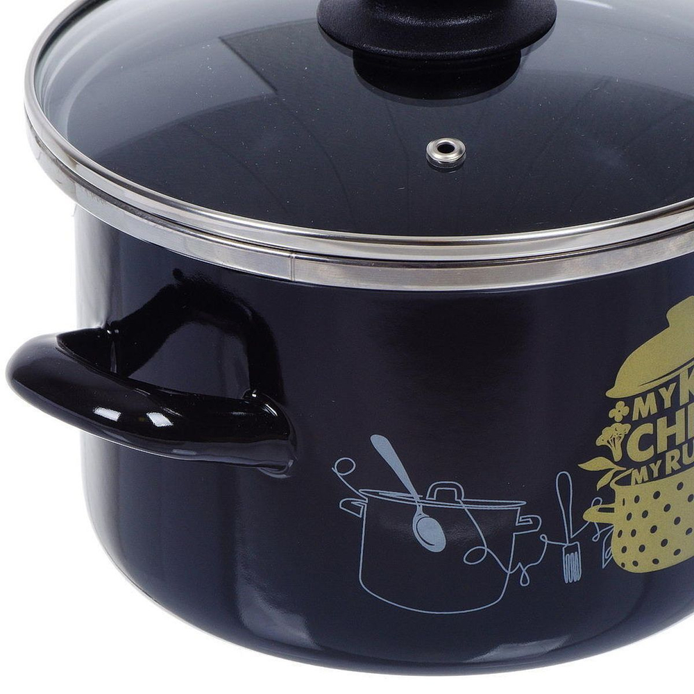 Кастрюля сталь, эмал, 3 л, с крыш, Сантэкс, Моя кухня, 1-2230112, индукц