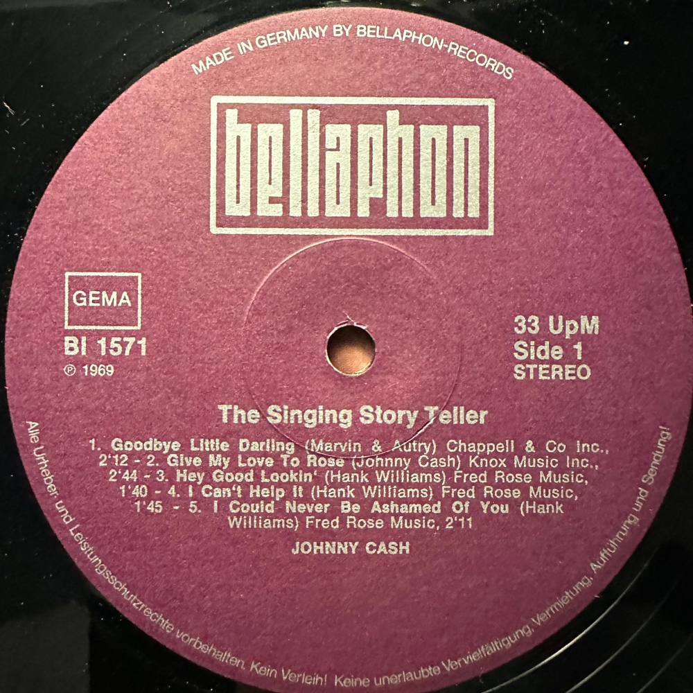 Johnny Cash And The Tennessee Two - The Singing Story Teller (Германия 1973г.)