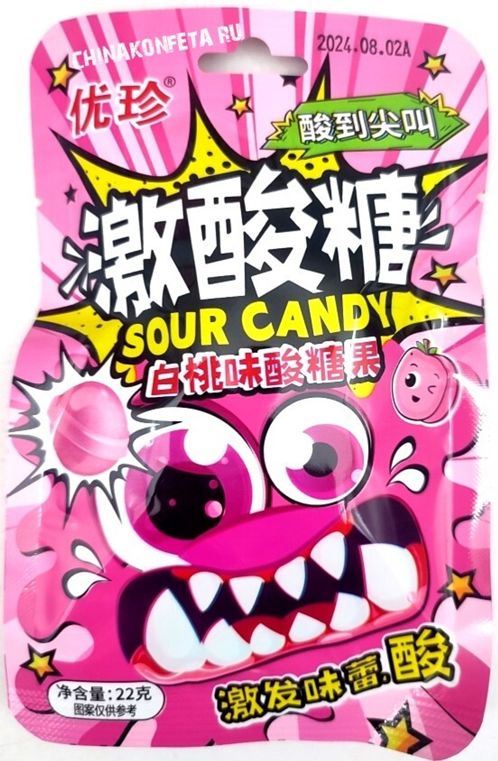 Конфеты SOUR CANDY персик  20шт*22гр