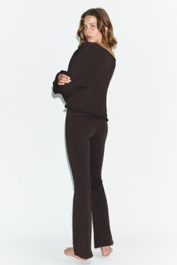 ZARA РАСКЛЕШЕННЫЕ БРЮКИ С ЭФФЕКТОМ ПОТЕРТОСТИ, КОРИЧНЕВЫЙ