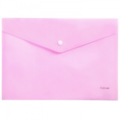Папка-конверт на кнопке Hatber NEWtone Pastel, A4, 180 мкм, розовый, пластик, 1 шт
