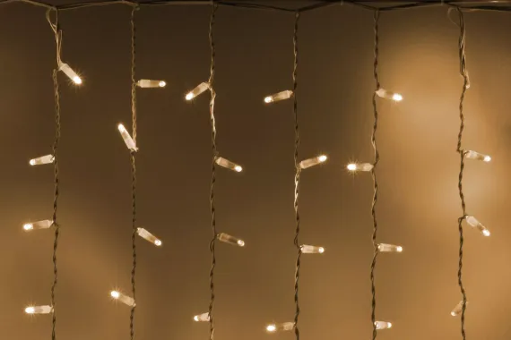Светодиодный занавес 300 теплых белых LED ламп, 2*1.5 м., статика, белый провод ПВХ, Teamprof (TPF-CS2*1.5-CW/WW)