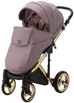 Детская коляска Adamex Chantal Special Edition Deluxe 2 в 1 С115 (СИРЕН.ПУДР.КОЖА ЗОЛОТ РАМА)