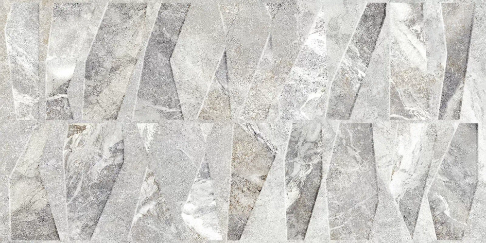 Настенная плитка Alma Ceramica TWU2550PRS27 Persey 24.9x50 серая матовая / рельефная под камень / мозаику