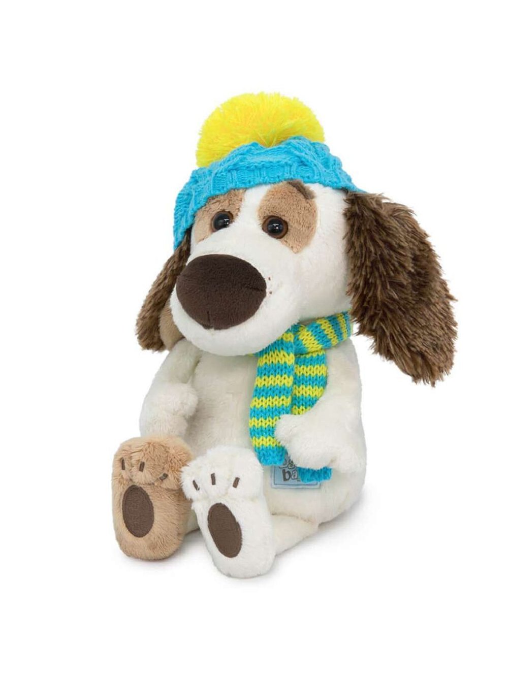 Мягкая игрушка Бартоломей Baby в голубой шапке и шарфе 20см