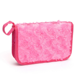 Пенал 2 отделения Alingar, искусственный мех, молния, 120 х 190 мм, "Fur roses", микс (розовый,голубой,фиолетовый,св-розовый)
