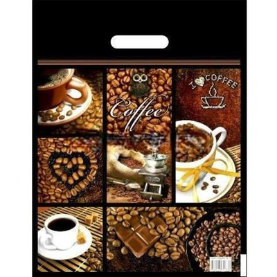 Пакет с прорубной ручкой ПВД 31х40 (60 мкм) "Кофе" лам. (50/500 шт.) Интерпак