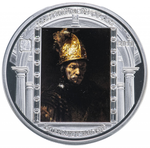 20 долларов 2010 год Шедевры мирового искусства Рембрандт Мужчина в золотом шлеме Острова Кука. Серебро.