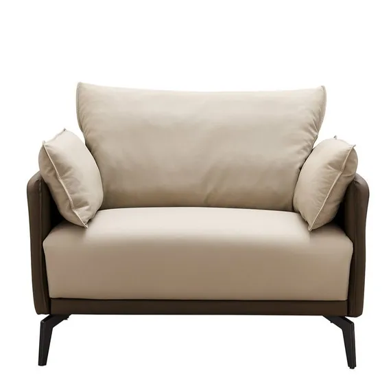 Кресло Dako, натуральная кожа, бежевый, коричневый