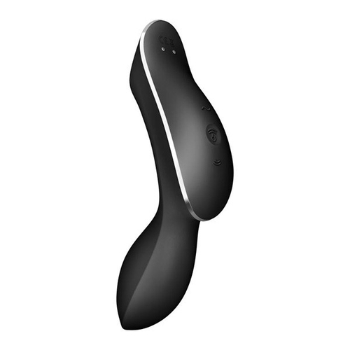 Черный вибромассажер с вакуумной стимуляцией 17,4см Satisfyer Curvy Trinity 2