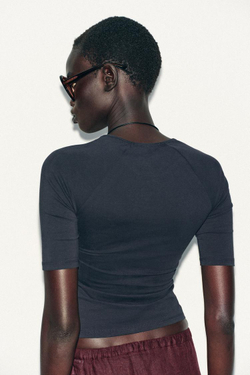 ZARA МЯГКАЯ ФУТБОЛКА, СВИНЦОВЫЙ