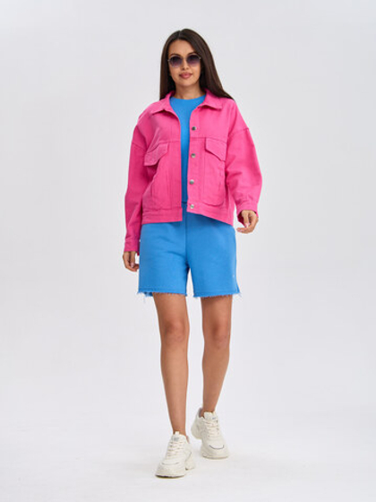 Джинсовая куртка женская розовая