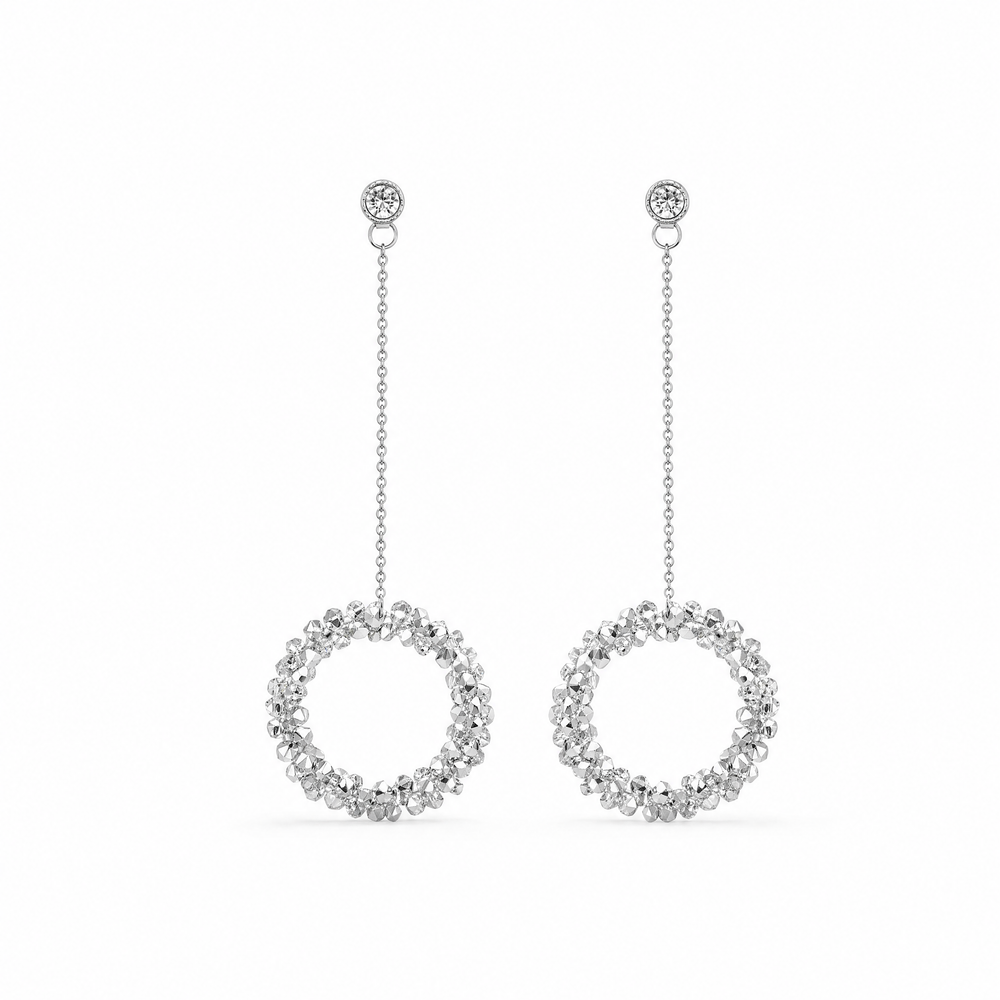 Серьги висячие круг Swarovski.