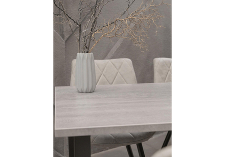 Стол деревянный Woodville Тринити Лофт 140х80 бетон светлый, черный матовый, ножки черные