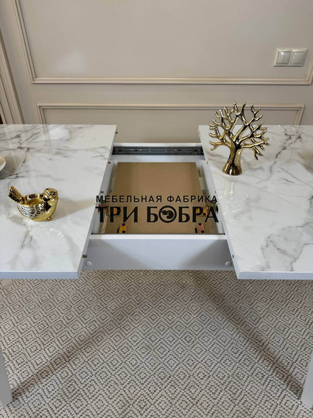 Кухонный раздвижной стол "Модерн", мрамор Парфенон