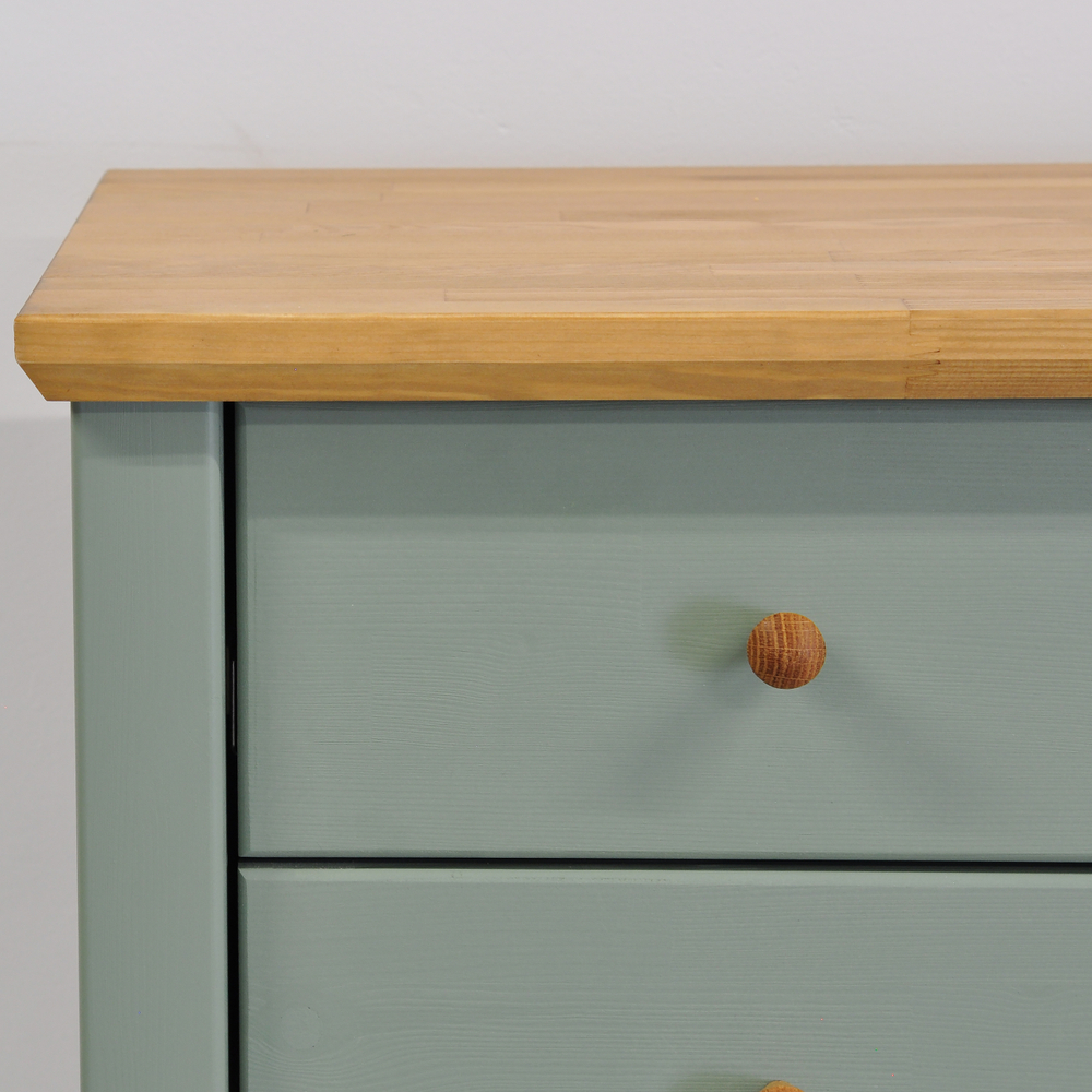 Комод 108х41х98 Саргас, с ящиками для одежды, деревянный, в прихожую, спальню, детскую, массив сосны, зеленый эвкалипт, Dipriz