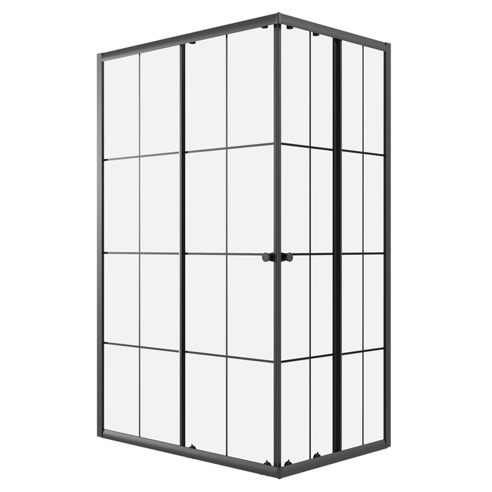 Душевое ограждение Niagara Eco NG-1012-14QKL (120х80х190) прямоугольник,черный,раздвижное,стекло клетка,1 место