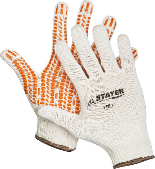 STAYER TRACK, L-XL, х/б перчатки с мягким покрытием ″протектор″ из ПВХ-геля, увеличенная площадь покрытия, противоскользящие (11401-XL)