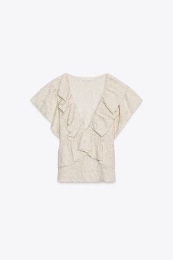 ZARA ТОП С МЕТАЛЛИЗИРОВАННОЙ НИТЬЮ, ЗОЛОТИСТЫЙ