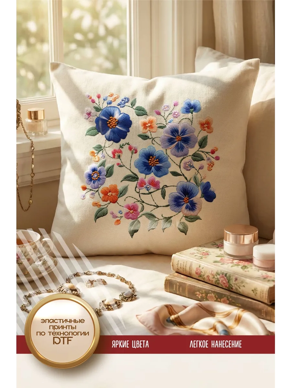 Термонаклейка на одежду, термопринт Цветы