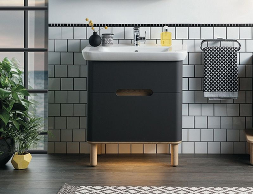 Тумба с раковиной VitrA Sento 80 с 2 ящиками антрацит матовый