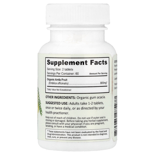 Pure Indian Foods, органическая амла в таблетках, 120 таблеток (400 мг в 1 таблетке)