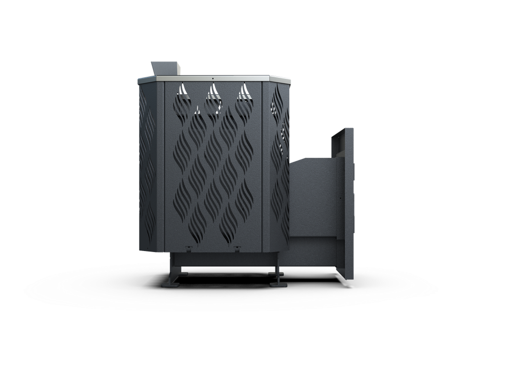 Банная печь Душа- 15 Сетка Лист Ивы Закрытая Каменка стекло