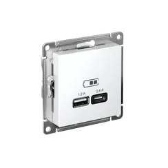 Розетка USB AtlasDesign тип A+C 5В/2.4А 2х5В/1.2А механизм лотос SE ATN001339