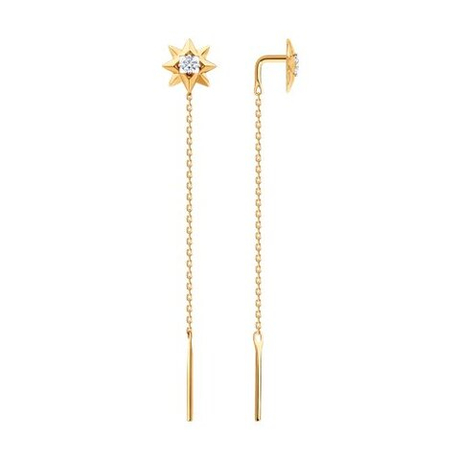 Серьги из золота с фианитами