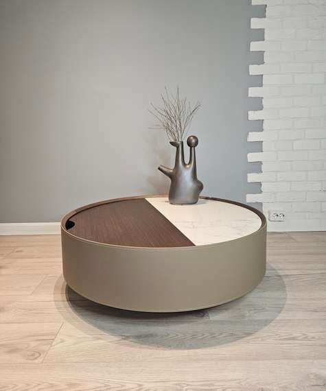 Крутящийся журнальный столик Secret Service с крышкой и выдвижным ящиком