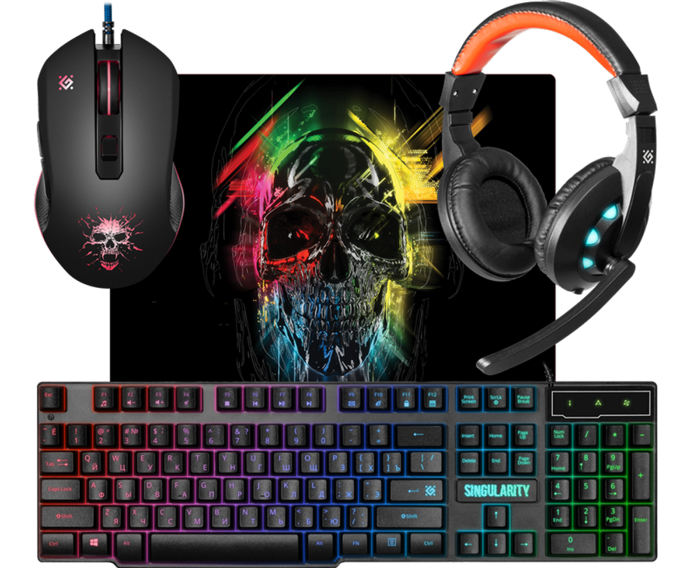Игровой набор Defender Singularity MKP-118 мышь+клавиатура+ковер