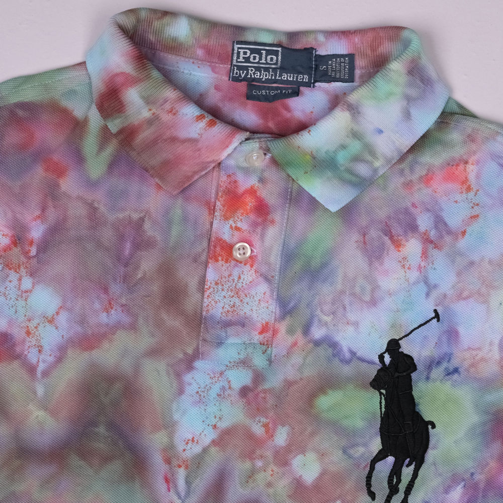 Поло Ralph Lauren с роскошным tie-dye окрашиванием, S slim