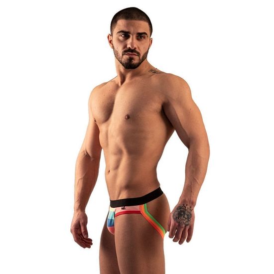 Мужские трусы джоки розовые с разноцветной вставкой Van Baam VB-38093