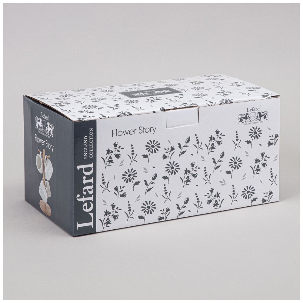 НАБОР КРУЖЕК LEFARD "FLOWERS STORY" НА ДЕРЕВ. ПОДСТАВКЕ 4 ШТ. 11*8*9,5 СМ 275 МЛ