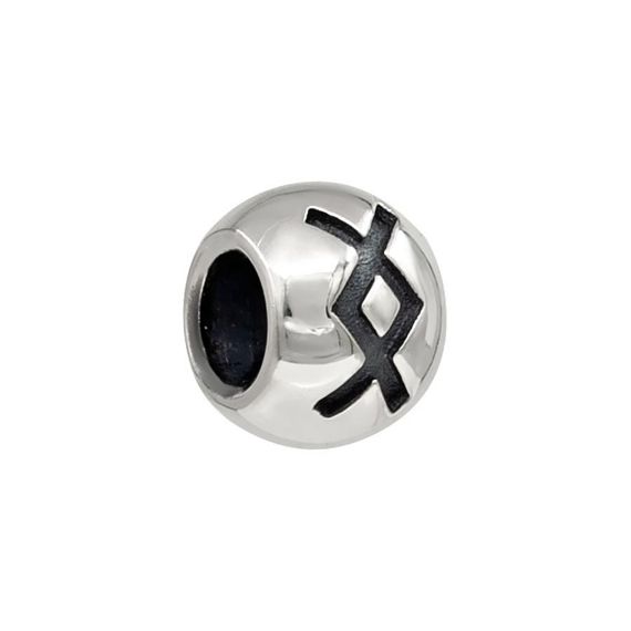 Шарм с руной Ингуз - подвеска из серебра 925 пробы скандинавский оберег, вид полубоком