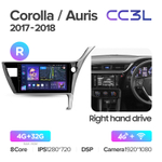 Teyes CC3L 10,2"для Toyota Corolla, Auris 2017-2018 (прав)