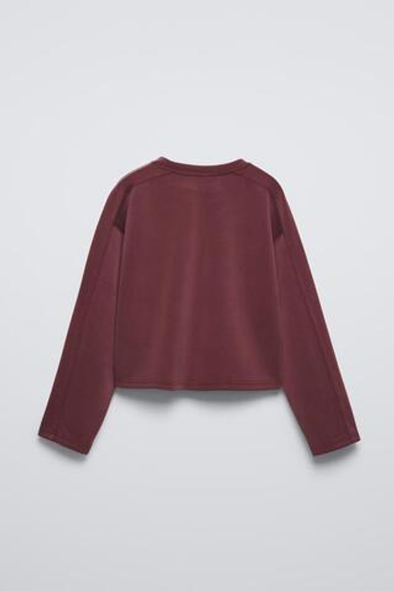 ZARA ТОЛСТОВКА С ОТДЕЛКОЙ В РУБЧИК, ЦВЕТ БУРГУНДСКОГО ВИНА
