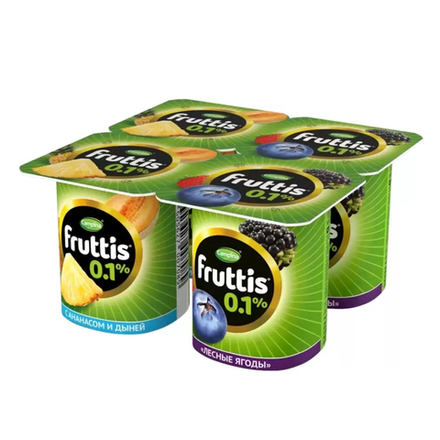 Йогурт Fruttis Ананас-дыня/Лесные ягоды 0,1% 110 гр