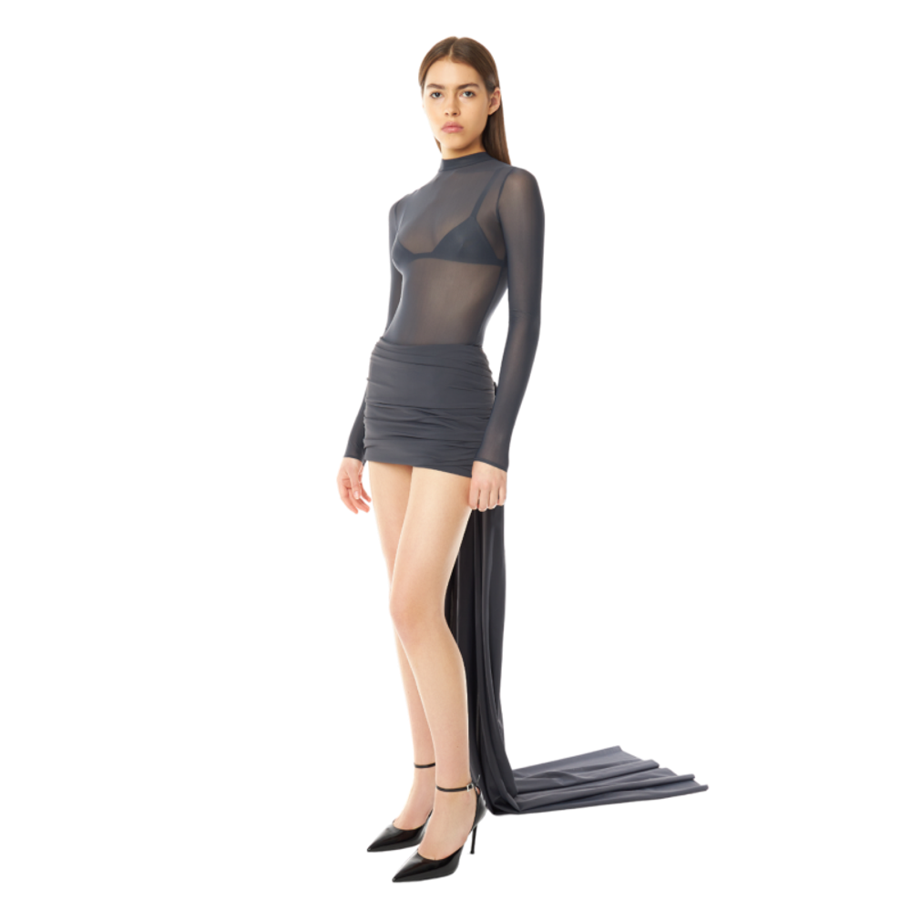 Комплект: боди, лиф, юбка со съемным шлейфом из бифлекса