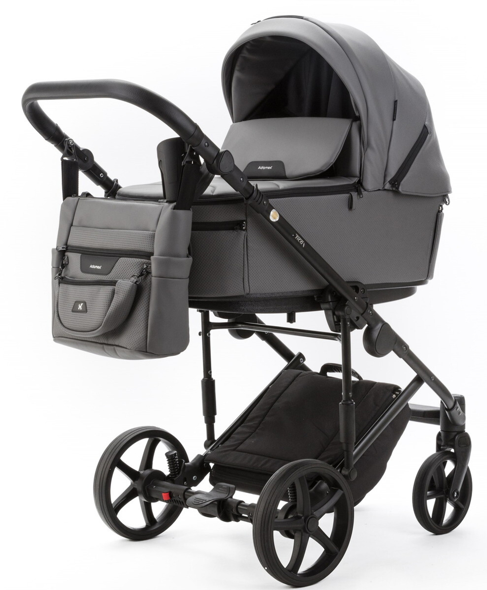 Детская коляска Adamex Zico Deluxe New 2 в 1 ZN-SA04 СЕРАЯ КОЖА