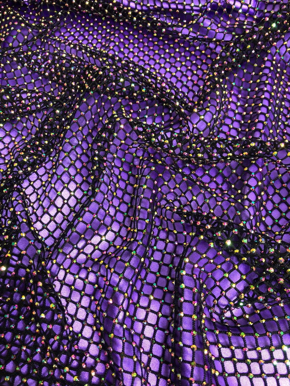 Сетка плетеная, черная стразы AB