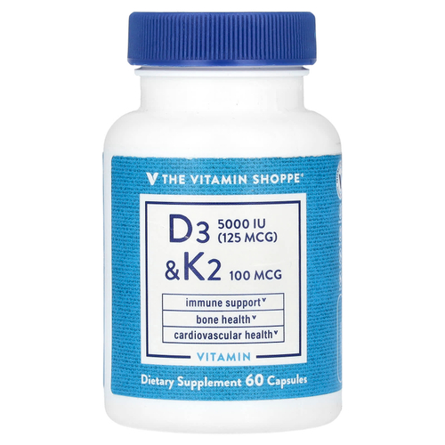 The Vitamin Shoppe, витамины D3 и К2, 60 капсул