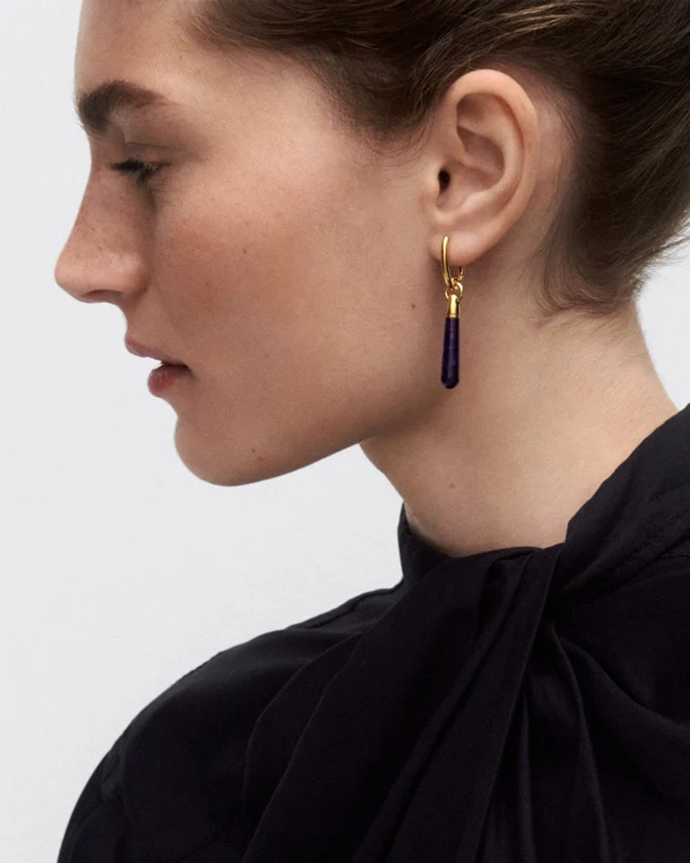 Одиночная серьга Sodalite Large Jupiter серебро 925 пробы покрытое золотом