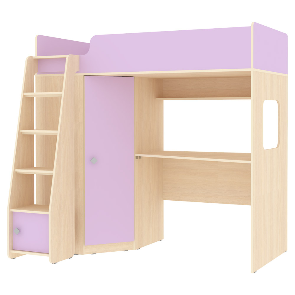 Кровать-чердак КарИВи Л-В603.1 75x175  Дуб Молочный Ирис