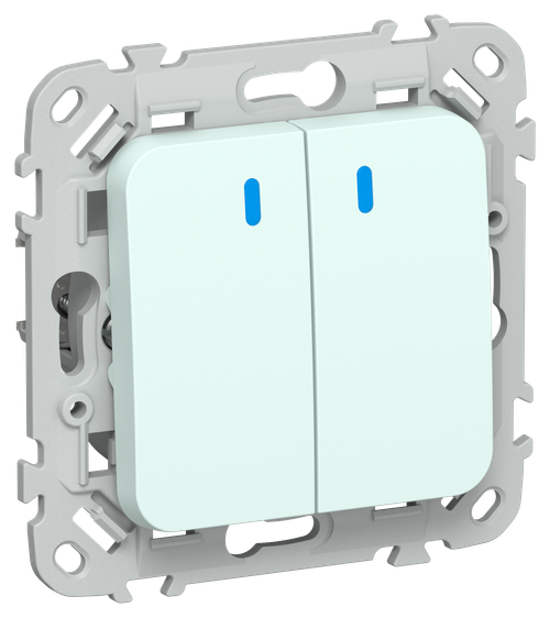 FLITE Выключатель 2-клавишный проходной с индикацией 10А ВС62-1-1-ФлХЛ холодный лед IEK