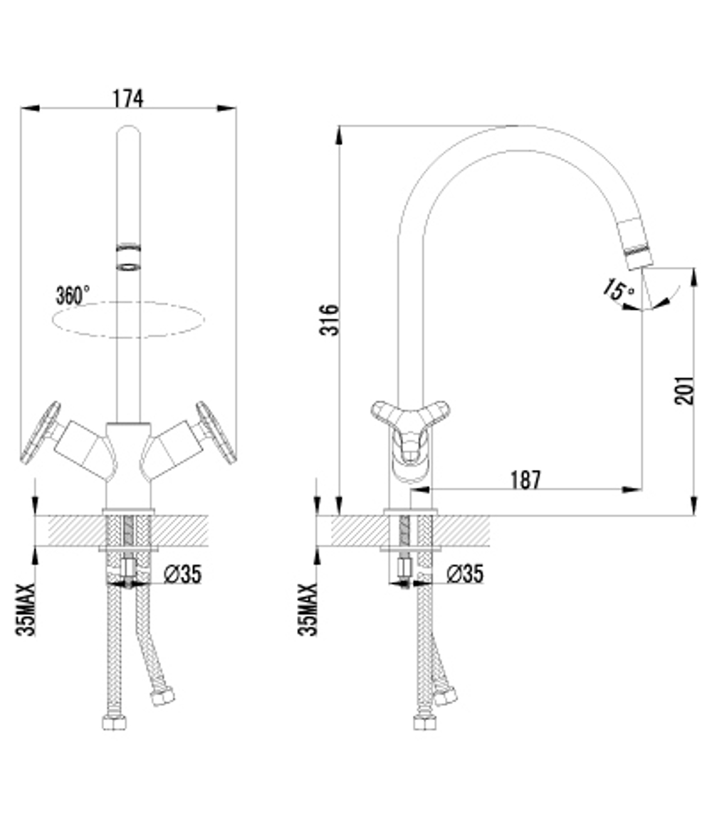 LEMARK Серия plus SPIRIT. Смеситель для кухни с высоким поворотным изливом – LM1905C