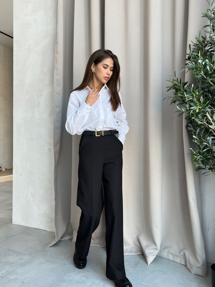 Брюки из плотной ткани черные прямые