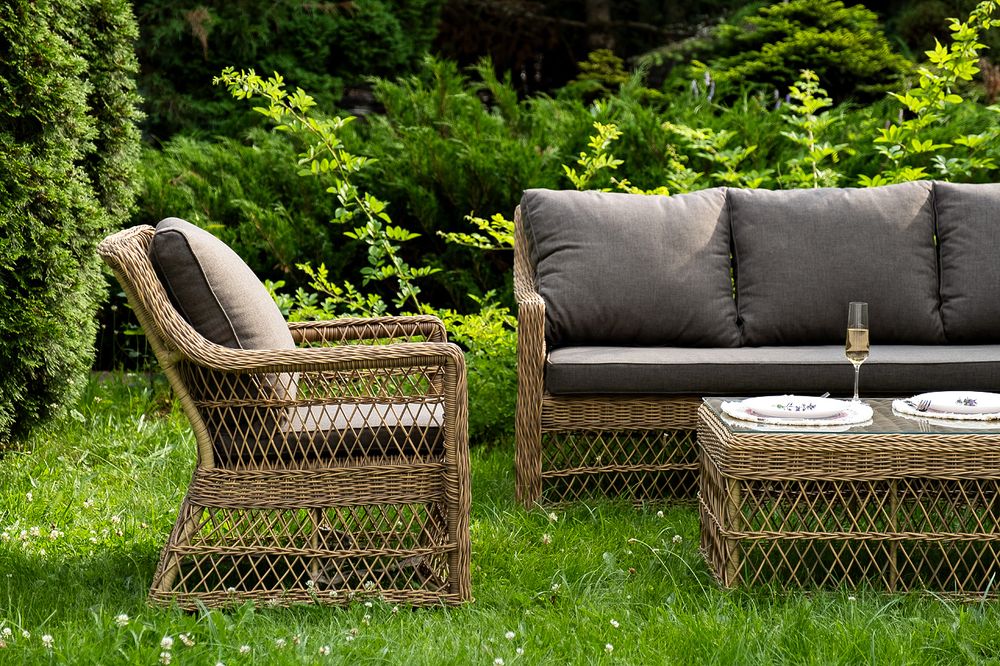 "Гранд Латте" лаунж-зона из искусственного ротанга, цвет соломенный