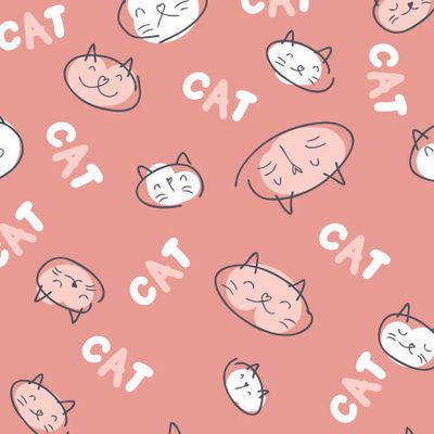 Кошки и текст CAT на коралловом