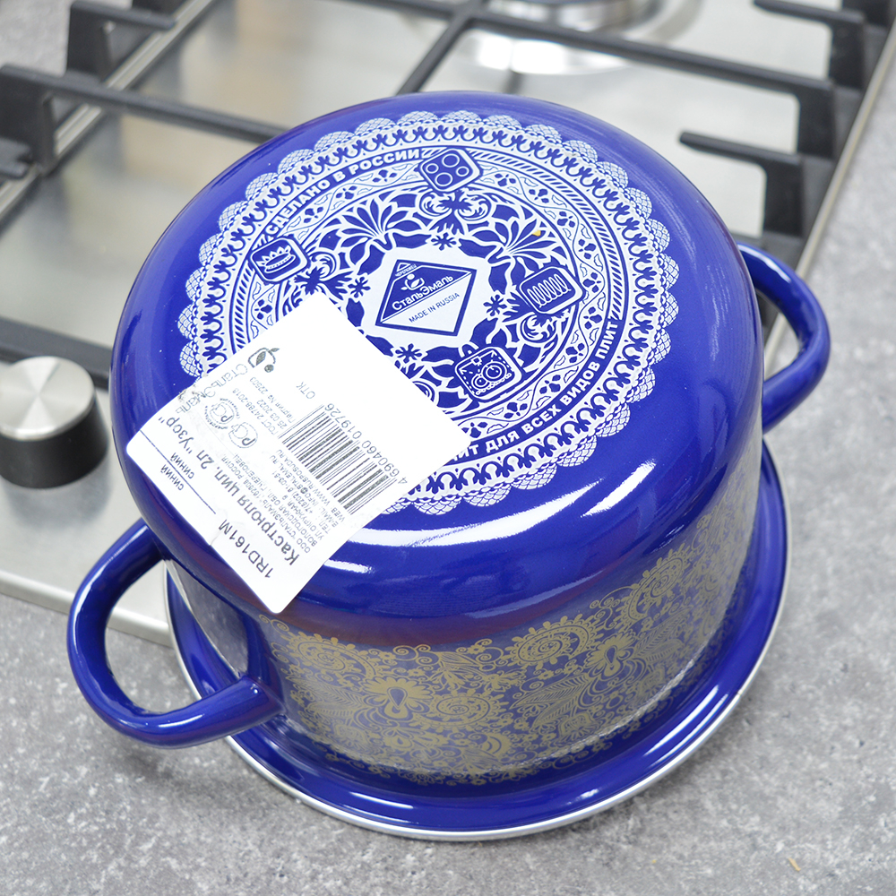 Кастрюля 2л "Узор" синяя